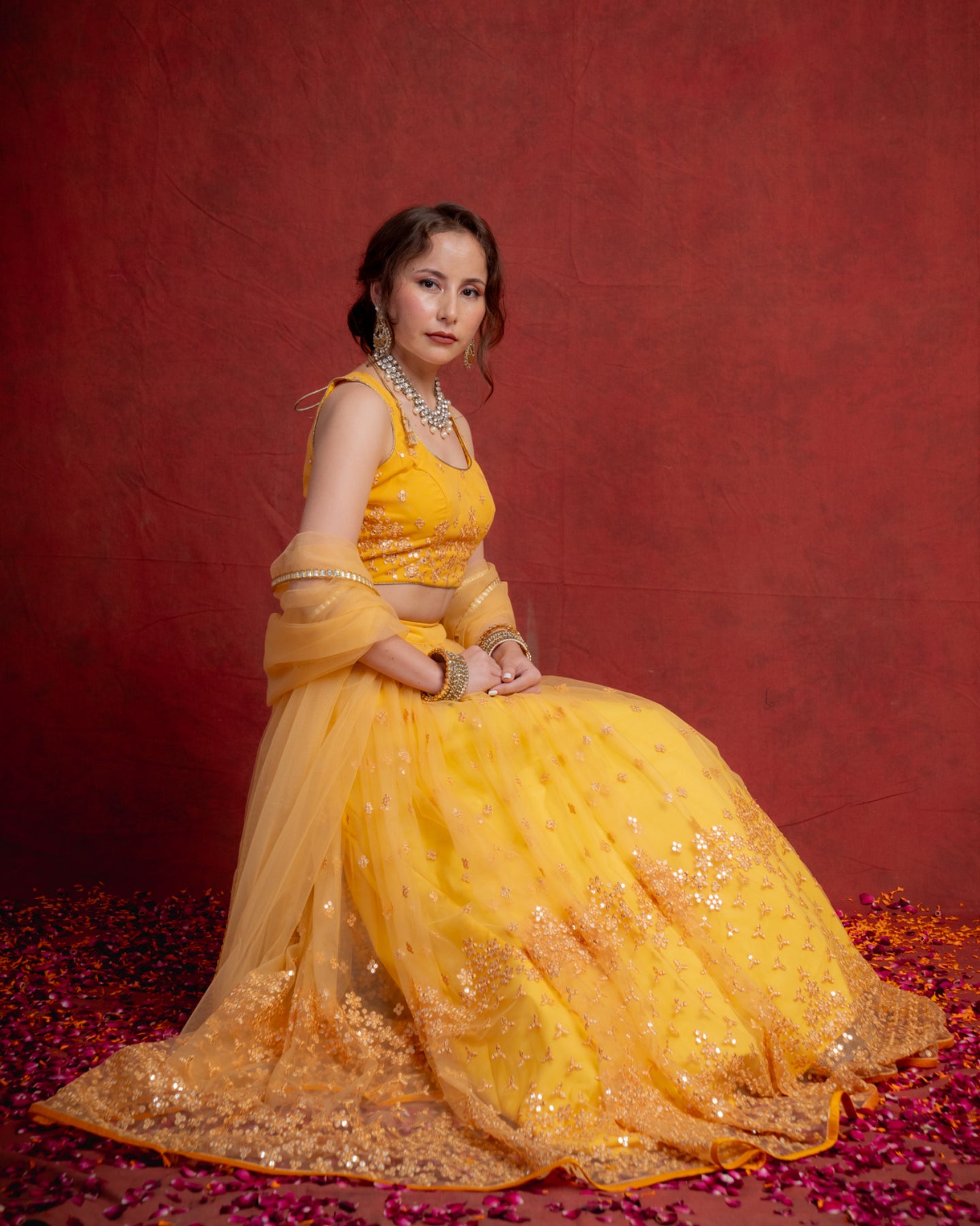 Tuscan Yellow Sequin Shimmer Lehenga