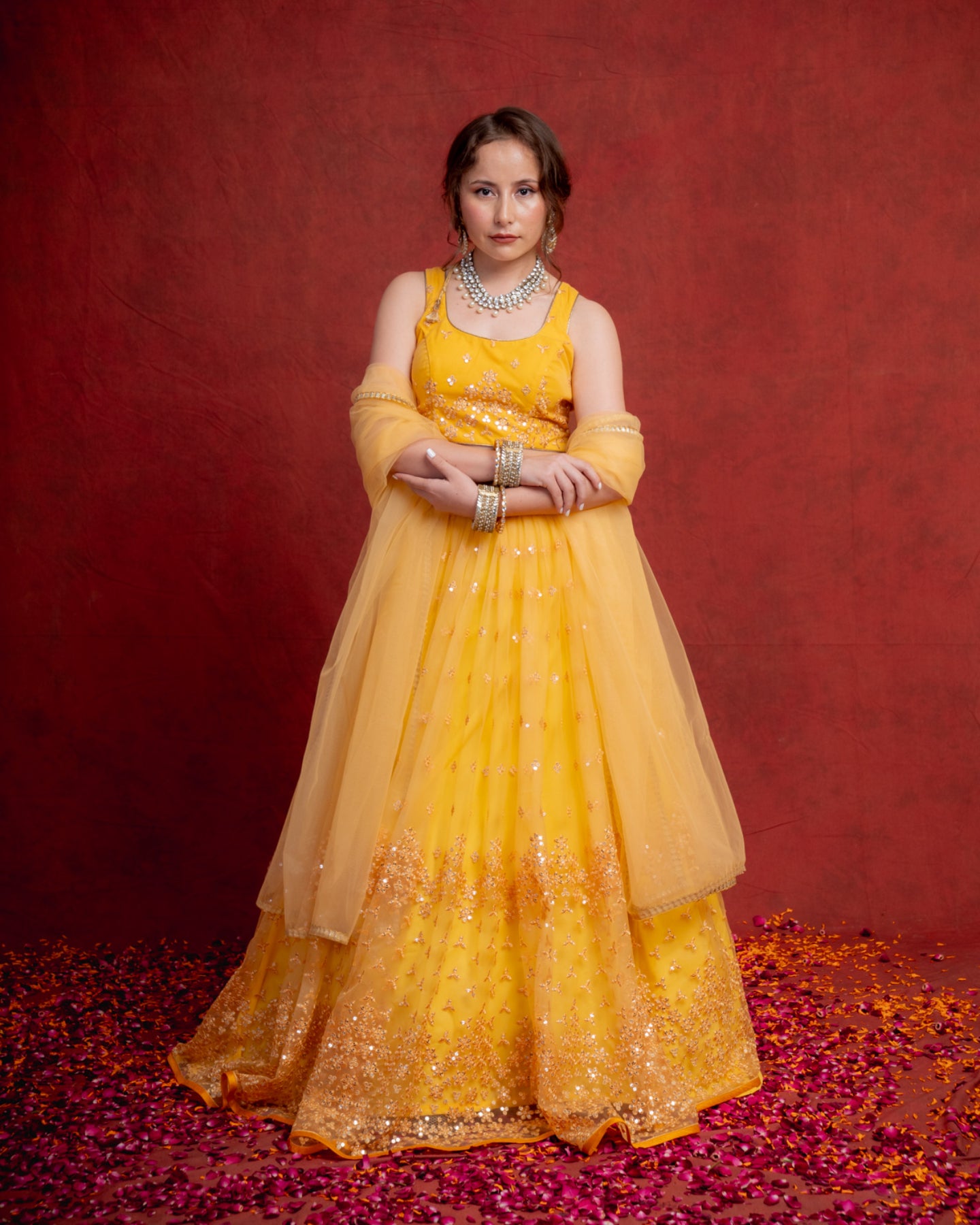 Tuscan Yellow Sequin Shimmer Lehenga