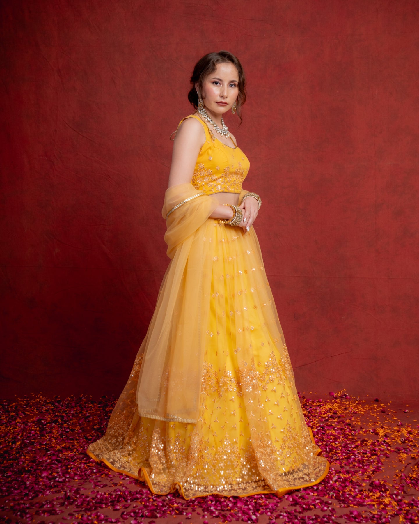 Tuscan Yellow Sequin Shimmer Lehenga