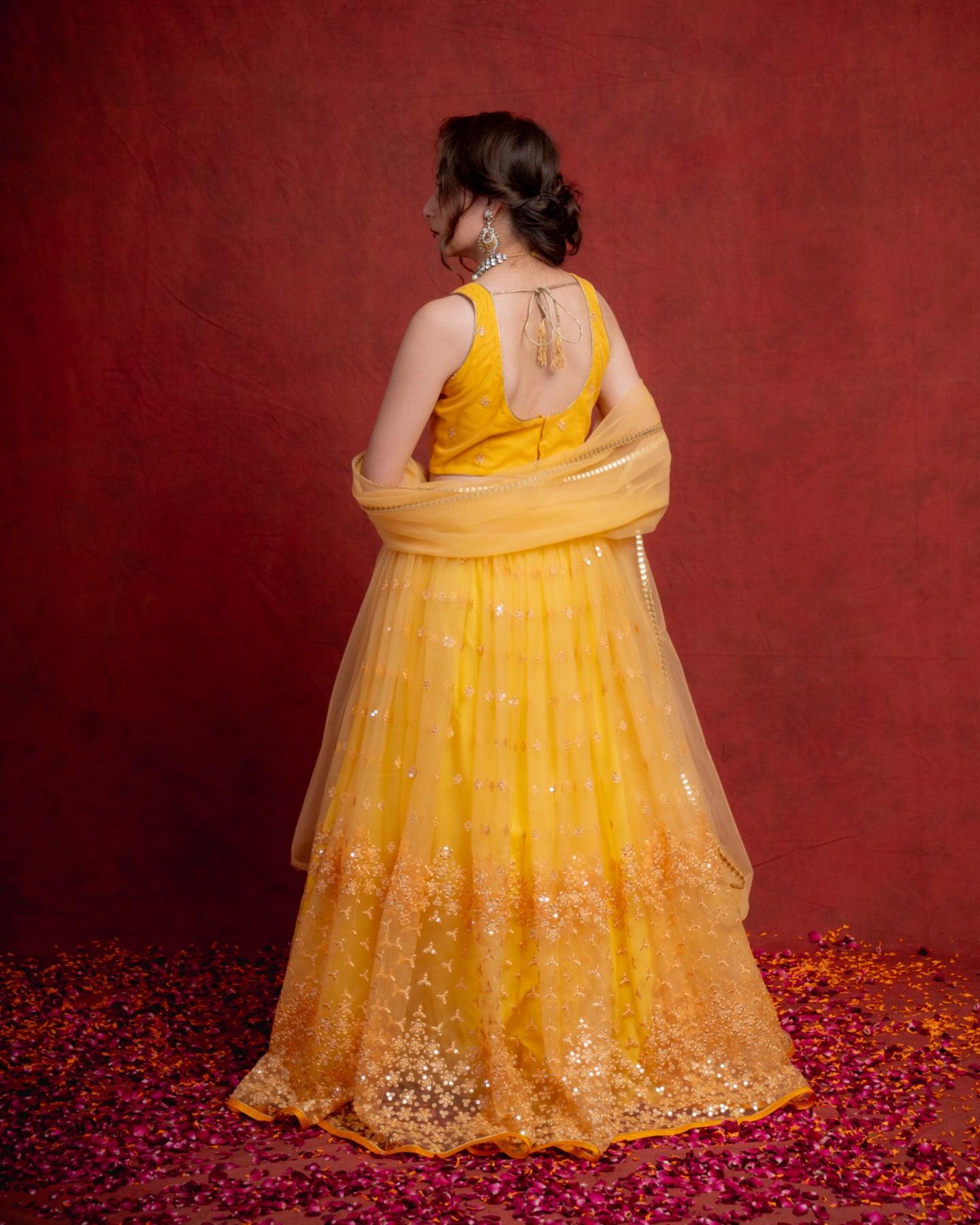 Tuscan Yellow Sequin Shimmer Lehenga