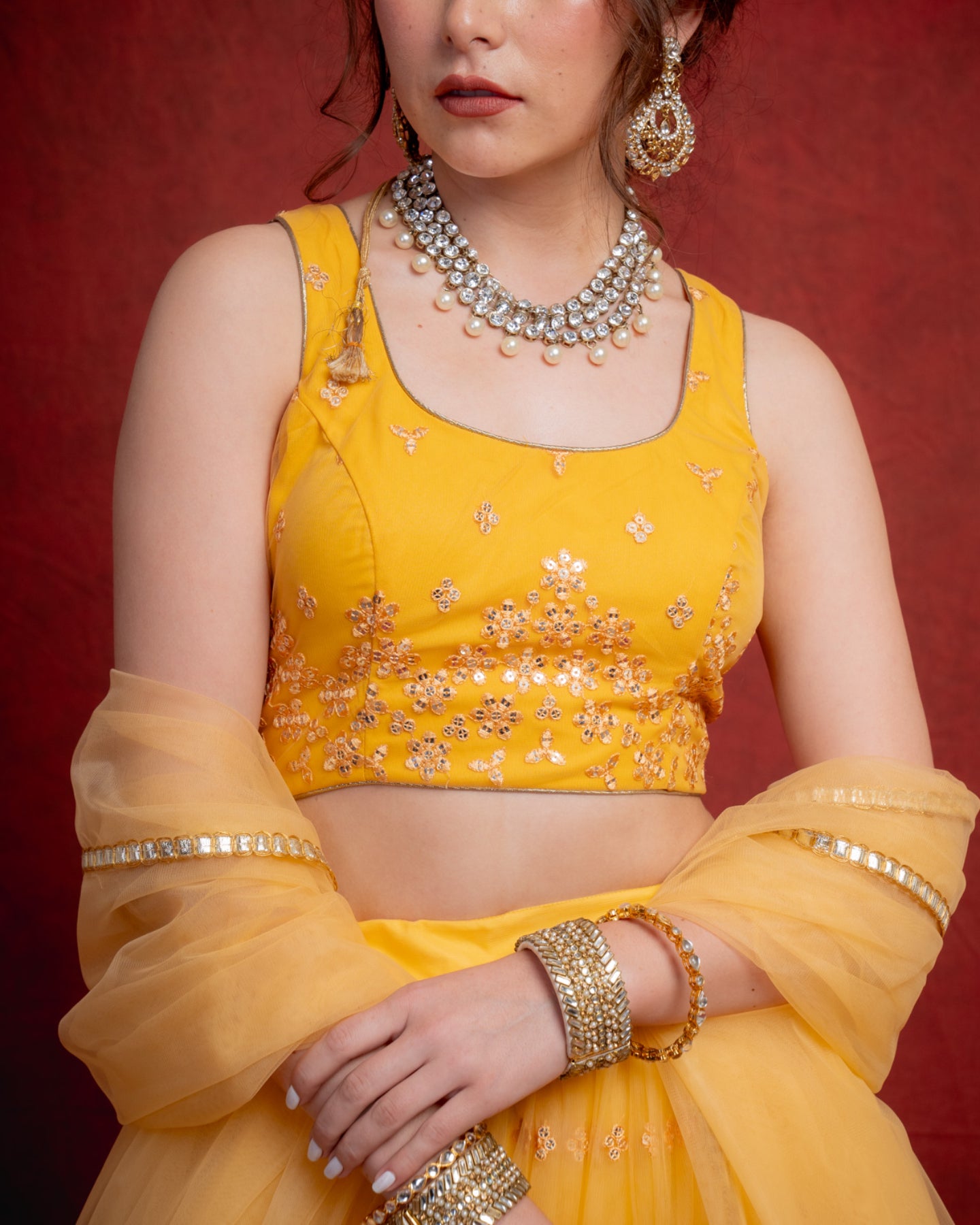 Tuscan Yellow Sequin Shimmer Lehenga