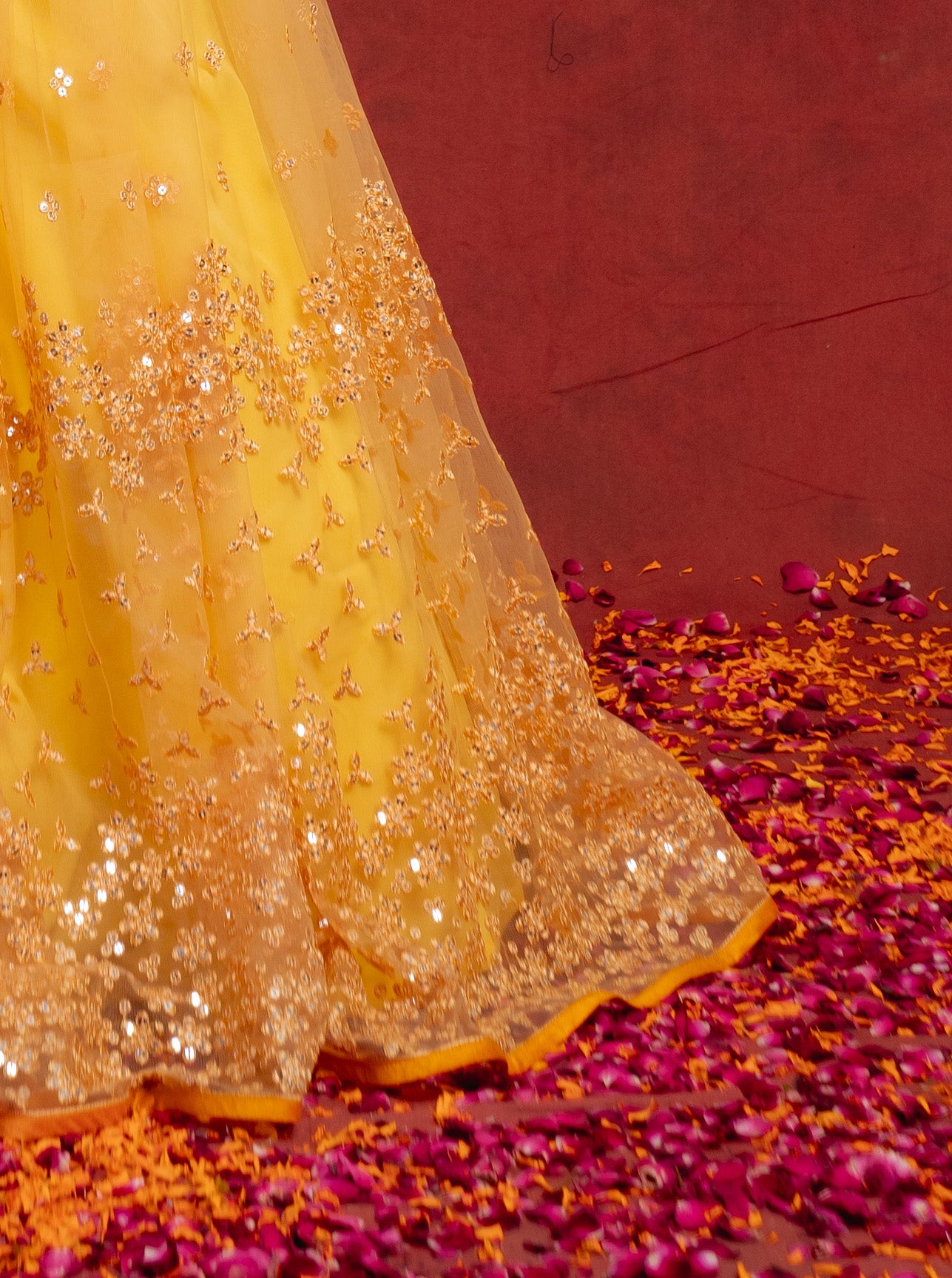 Tuscan Yellow Sequin Shimmer Lehenga