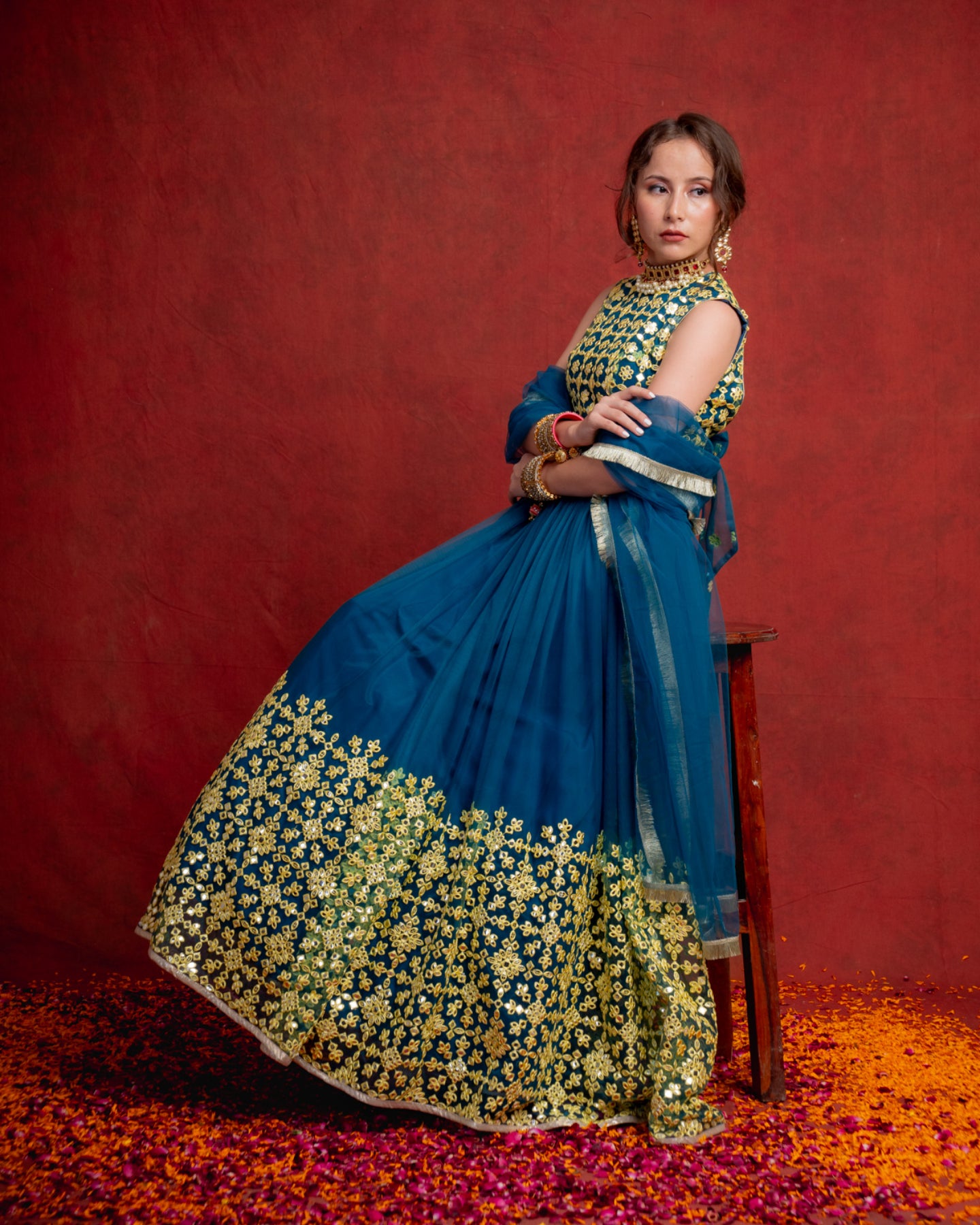 Cobalt Blue Moroccon Mosaic Lehenga