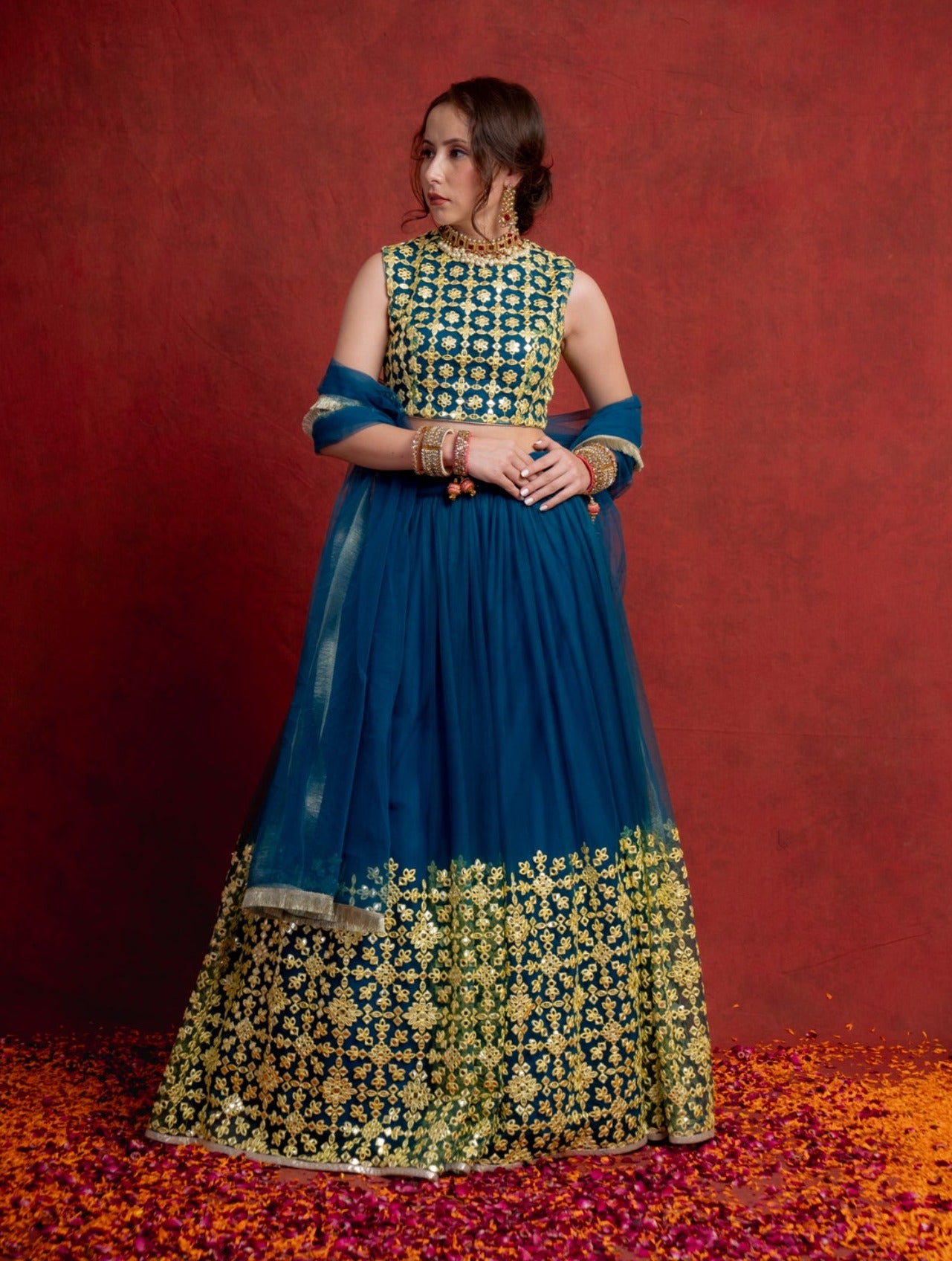 Cobalt Blue Moroccon Mosaic Lehenga