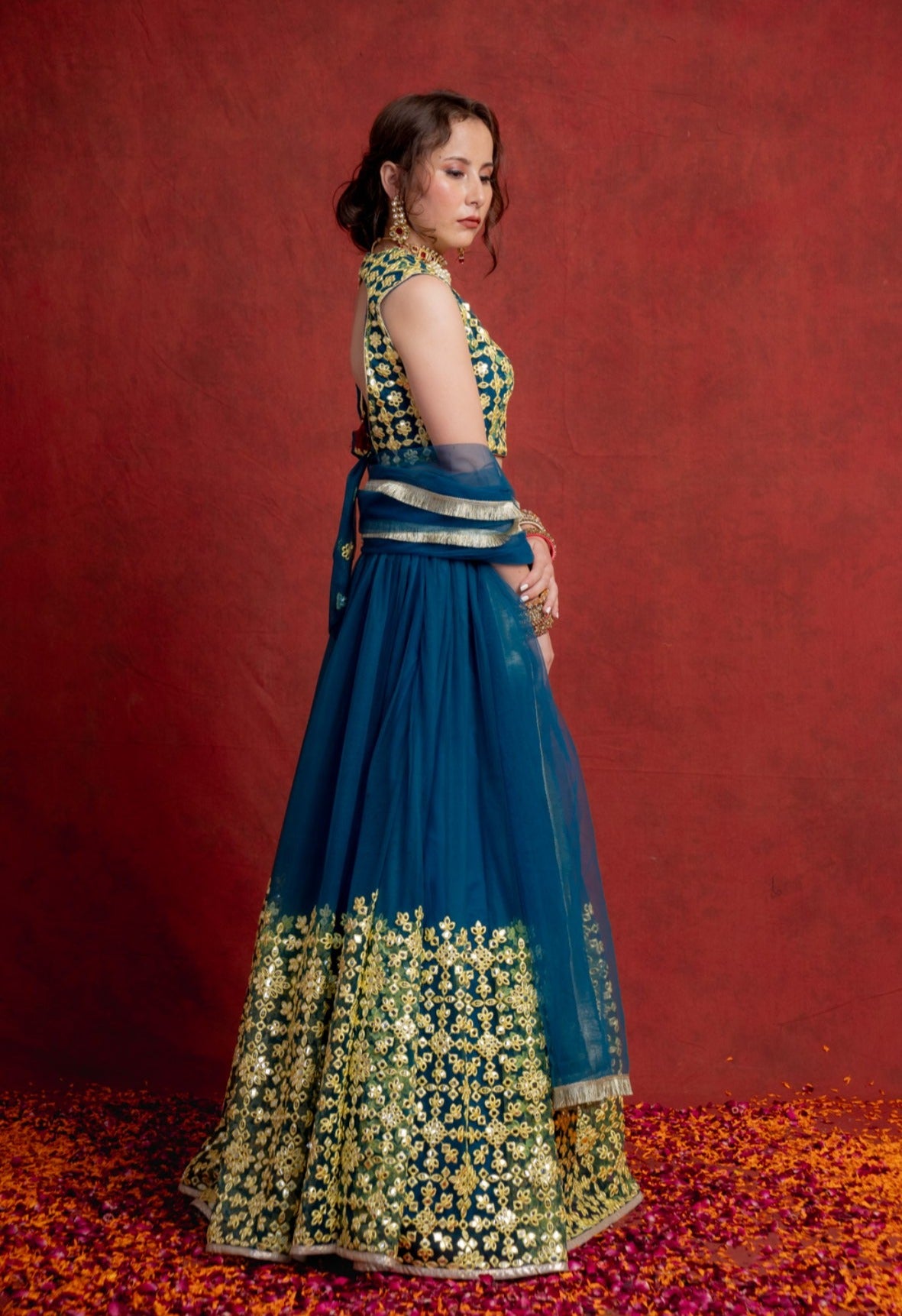 Cobalt Blue Moroccon Mosaic Lehenga