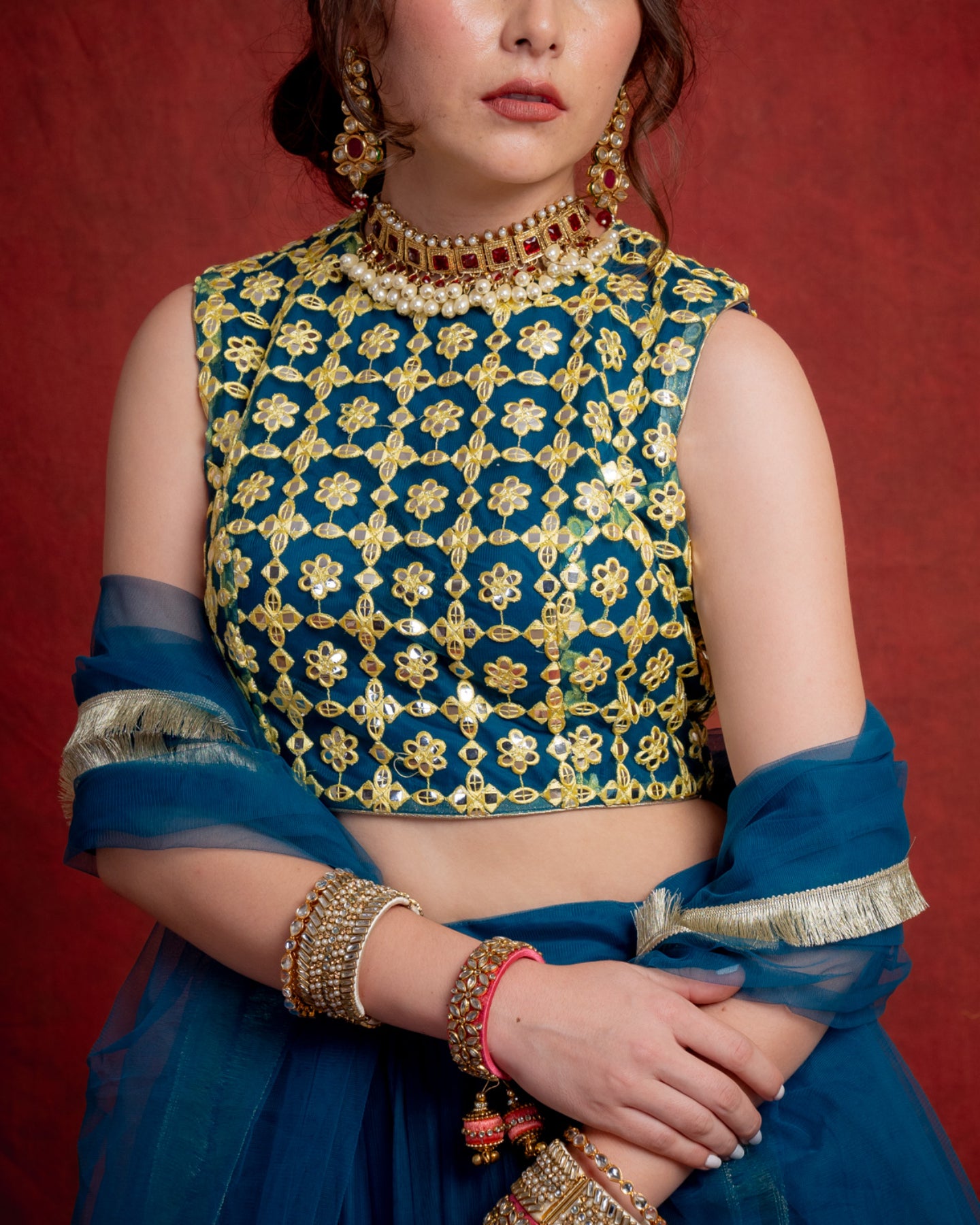 Cobalt Blue Moroccon Mosaic Lehenga